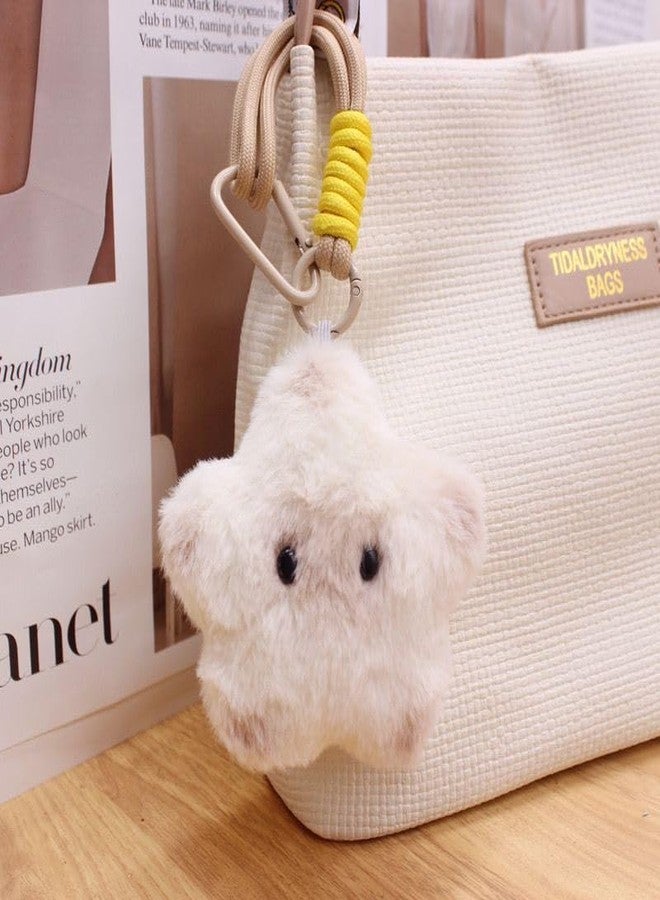 vrawas Plush Keychain for Women, Cute Keychain Squeaky Bag Charms, Star Shaped Purse Charms for Handbags,Kawaii Cute Stuff Gift for Teens & Girls(White) - Image 5